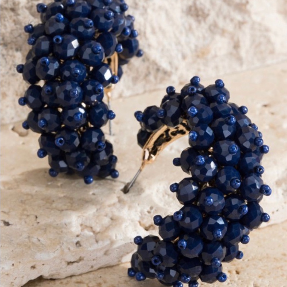 Navy beaded earrings!